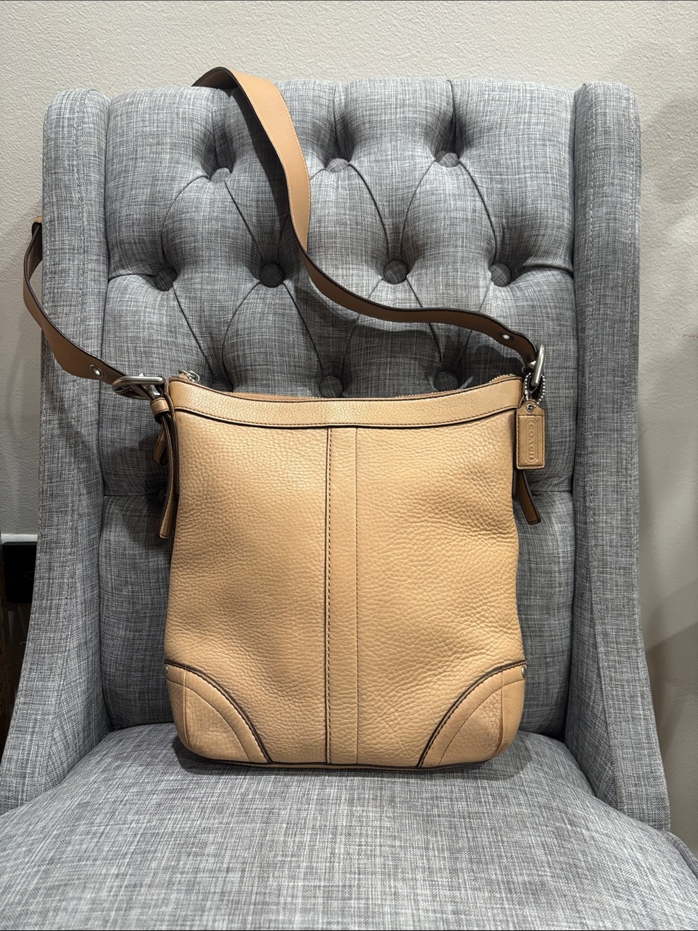 Leather Coach Crossbody Bag in Tan